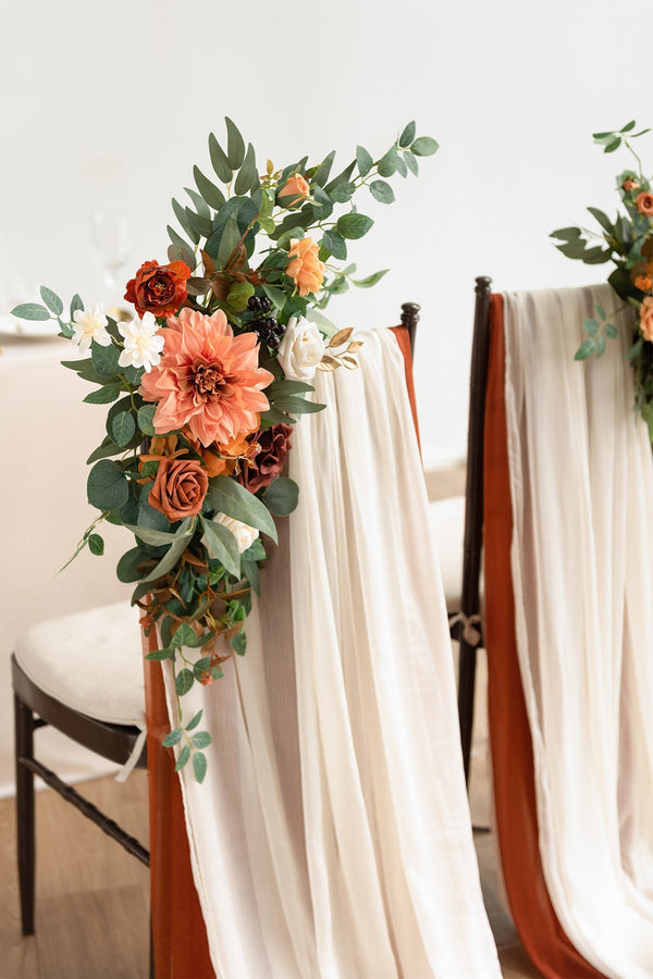 Terracotta Draping Floral Decor for Aisles and Chairs - Sunset Design