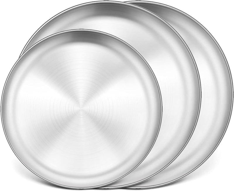 Stainless Steel Pizza Pan Set of 2 - 13 Round Tray for Pizza Pie Cookie and Cake