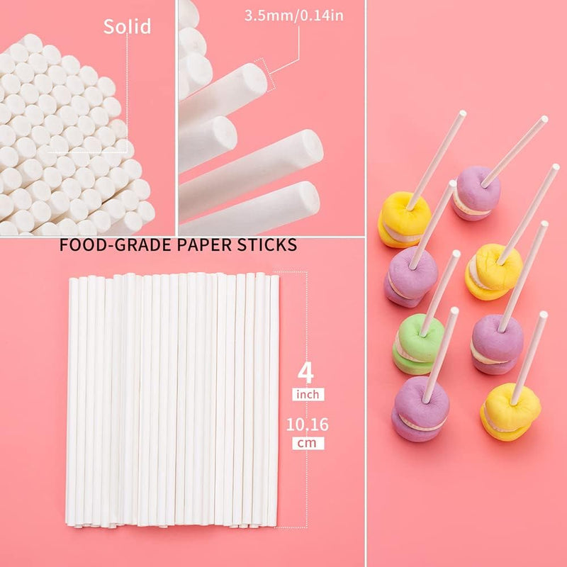 Cake Pop Sticks and Wrappers Kit - 320pcs with Metallic Twist Ties - Perfect for Lollipops  Treats