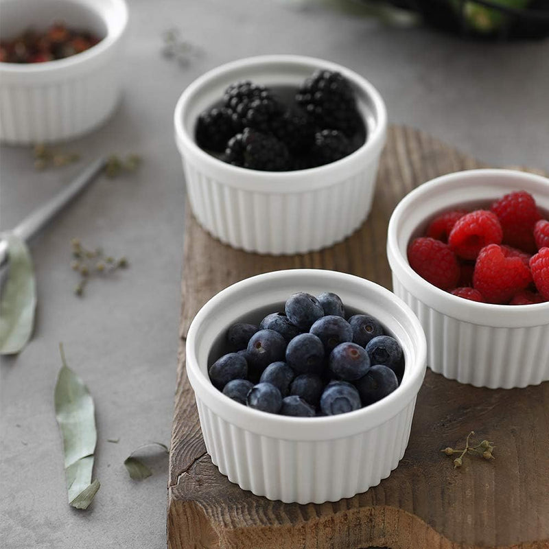 DOWAN Porcelain Ramekin Set - 4oz Baking 6 White