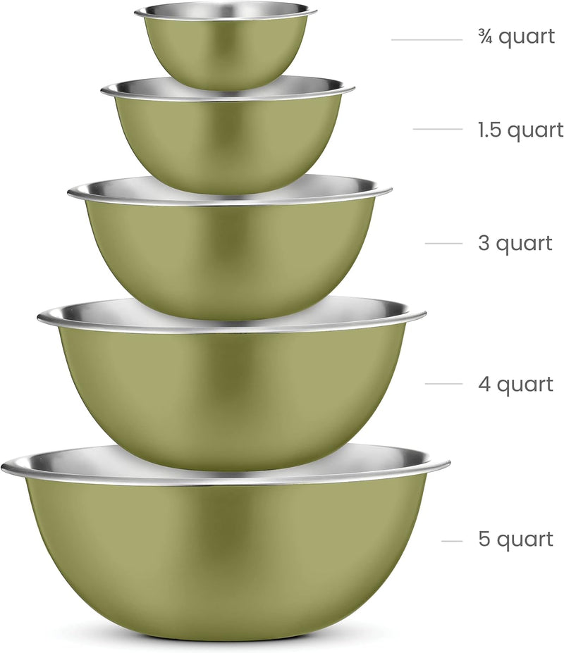 Stainless Steel Mixing Bowl Set - Space Saving Easy to Clean 5 Pieces