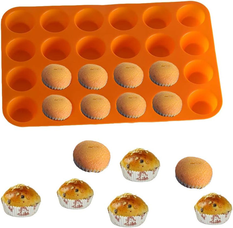 Qtopun 4 Pack Silicone Mini Muffin Pan 24 Cup Baking Mold Multi Color