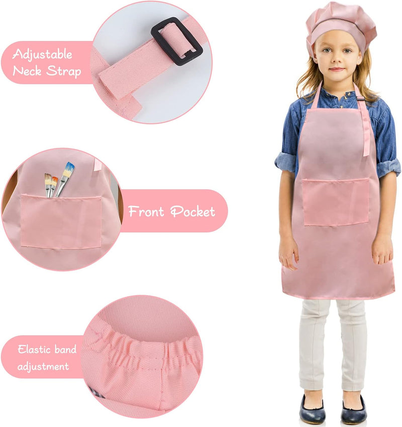 Kids Chef Apron and Hat Set for Cooking Baking and Painting