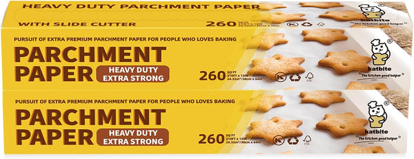 Katbite Unbleached Parchment Paper Roll - 15 x 210 - Heavy Duty Non-stick for Baking Cooking Air Fryer and Steaming