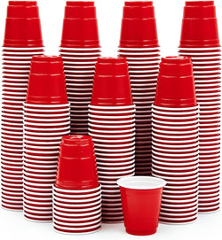 Lilymicky 300 PACK 2 oz Plastic Shot Glasses, Red Disposable Shot Cups, Mini Red Shot Cups, 2 oz Party Cups for Christmas Party