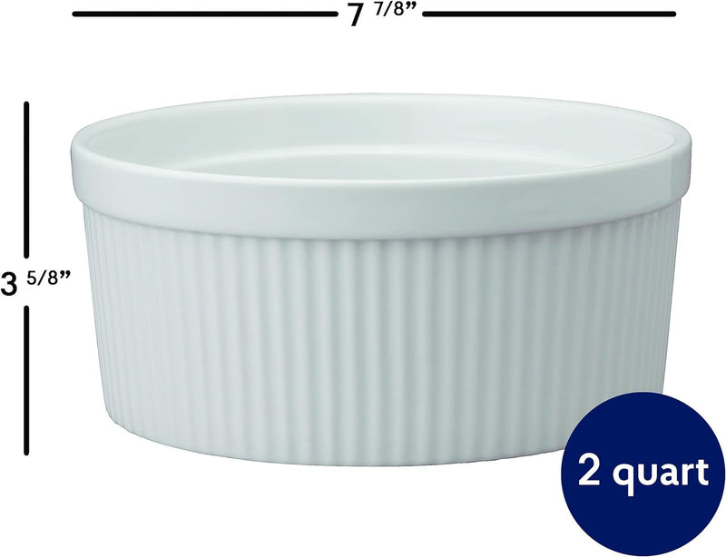 Harold Import Co Kitchen Souffle - Fine White Porcelain - 64oz - 2qt