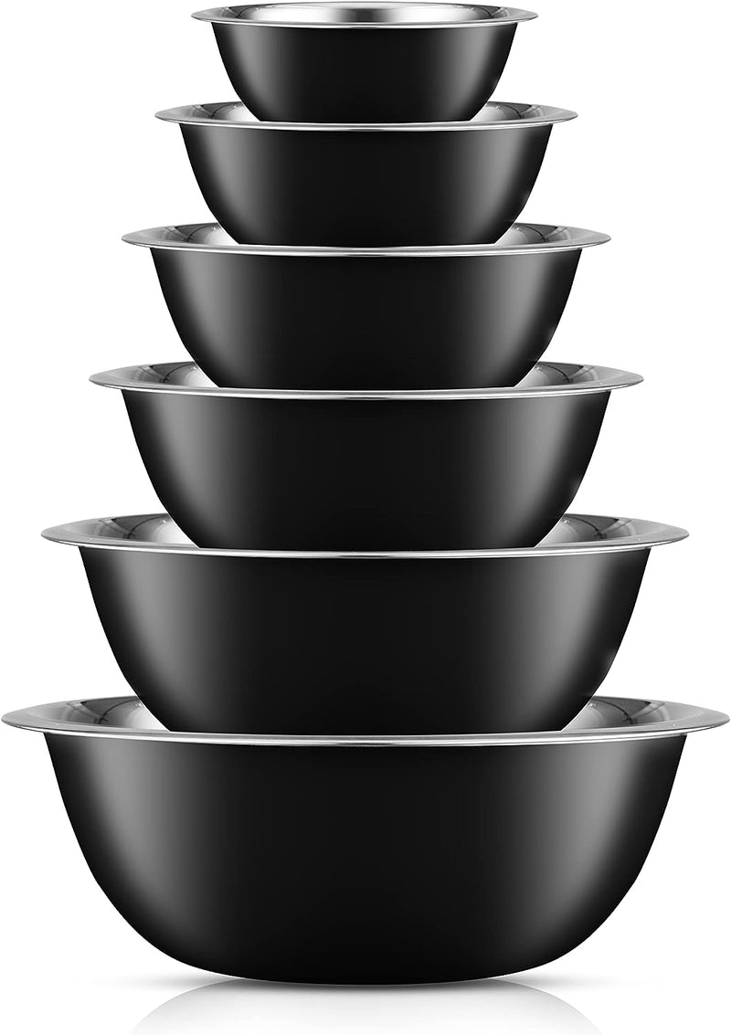 JoyJolt Stainless Steel Mixing Bowl Set of 6 - Large to Small Sizes for Kitchen and Baking Needs