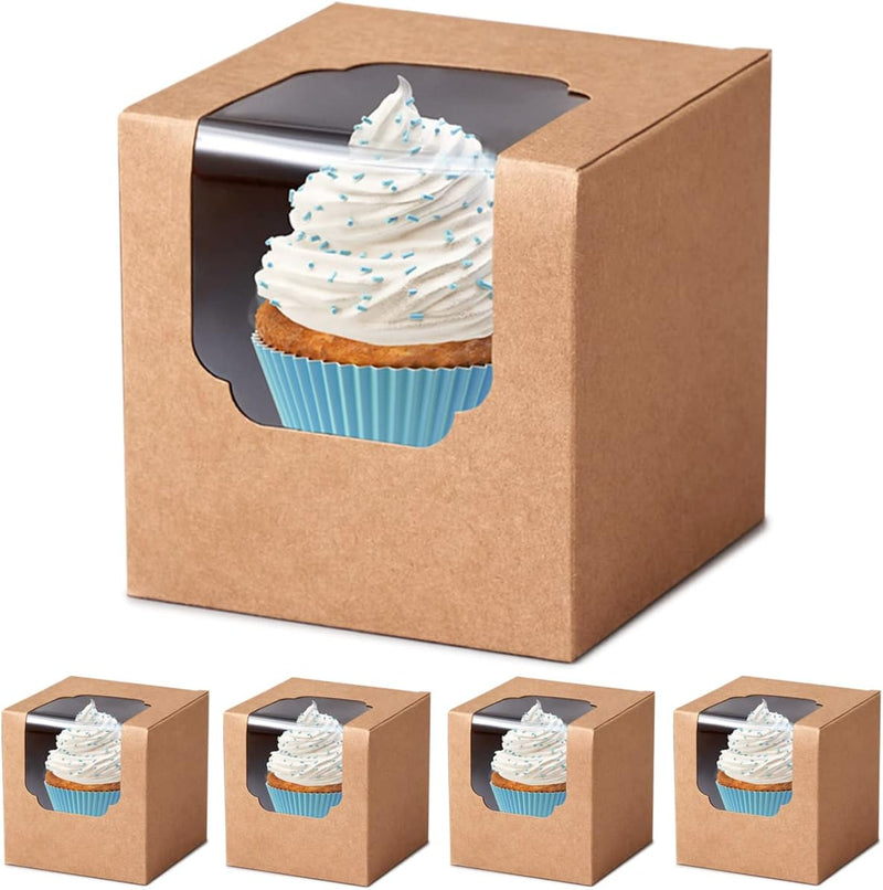 60 Kraft Cupcake Boxes with Inserts and Cocoa Bomb Packaging