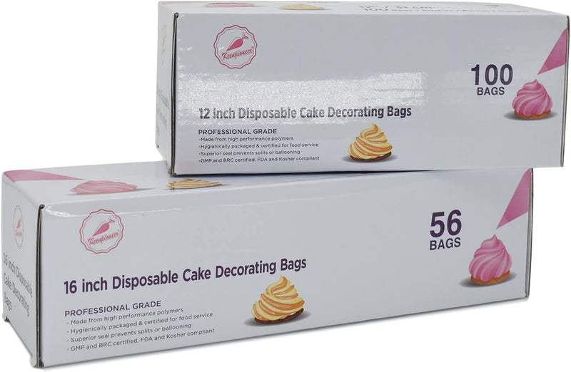 Keenpioneer Piping Bag - Disposable Cake Decorating Bag 56 Count 16 inch Clear