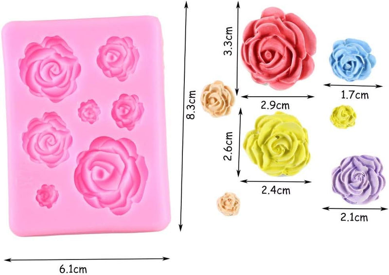 2PCS Rose Flowers Silicone Molds for Cake Decorating and Chocolate Fondant