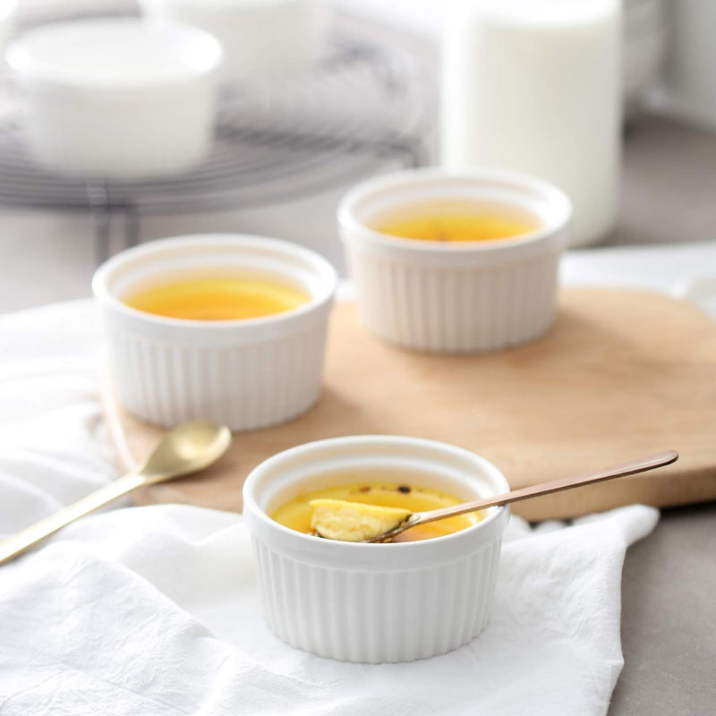 DOWAN Porcelain Ramekin Set - 4oz Baking 6 White