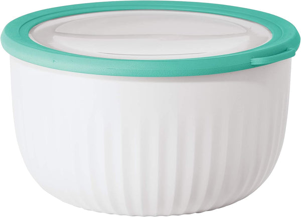 Oggi Plastic Bowl with Lid - 4 qt WhiteAqua - Dishwasher Microwave  Freezer Safe