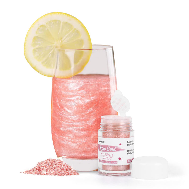 Edible Glitter - Pink Shimmer 4g Sujoygar Luster Dust for Drinks Food Grade for Cake Decorating Cocktails Baking Chocolate Strawberries