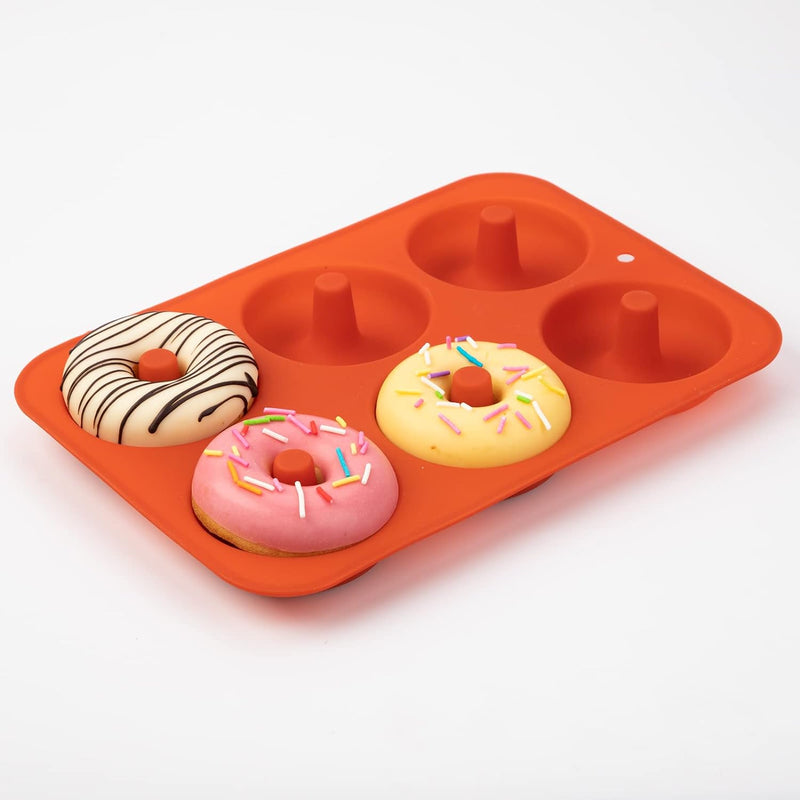 Silicone Donut Mold Set 6 Doughnuts LFGB Food Grade Non-Stick Dishwasher Safe Heat Resistant Microwave Safe Blue