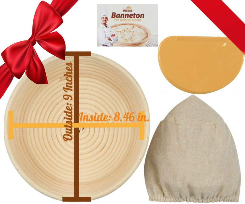 Sourdough Bread Proofing Basket Set - Starter Tool with Scraper and Gifts for Bakers