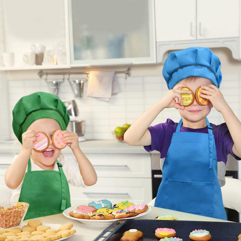 Kids Chef Apron and Hat Set for Cooking Baking and Painting