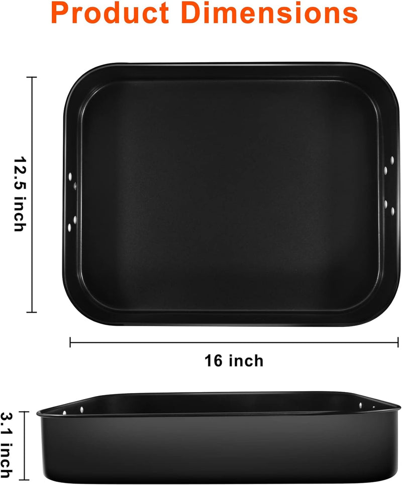 Mobzio Nonstick 16x12x3 Baking Pan Set with Handles - Brownie Lasagna Cake Pans for Oven