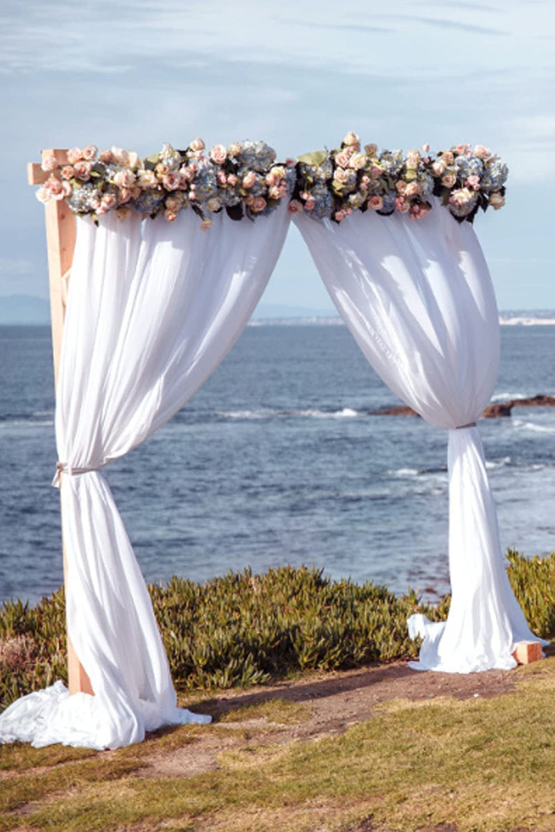 2-Piece White Sheer Chiffon Wedding Arch Drapes - 6 Yards Long x 30 Wide - Party Backdrop Decoration