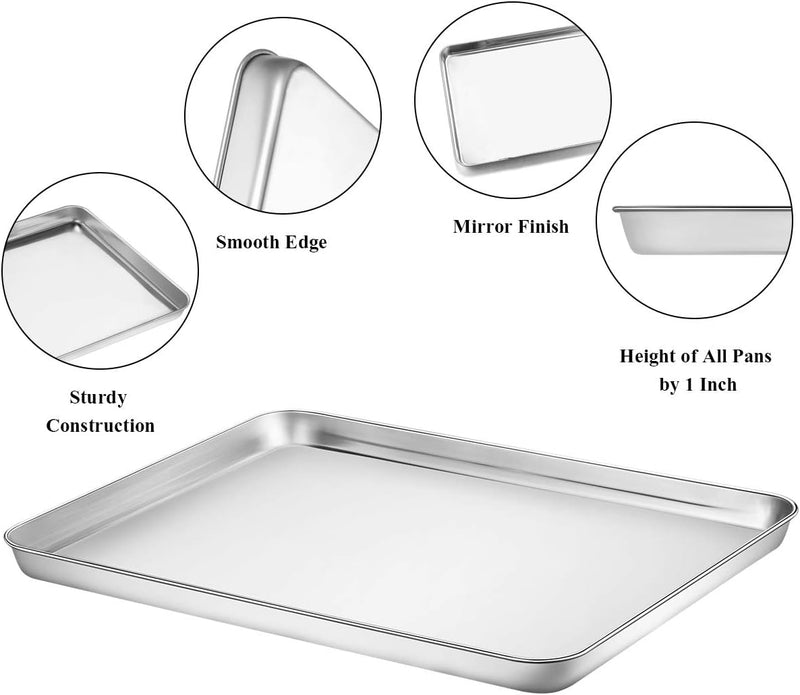 Wildone Baking Sheet with Rack Set - Stainless Steel Non-Toxic Heavy Duty Easy Clean