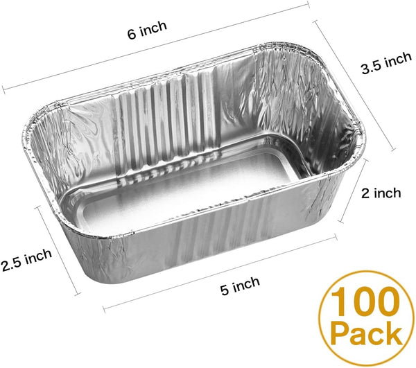 100-Pack Aluminum Mini Loaf Baking Pans - Heavy Duty Disposable 1 Lb Bread Pans