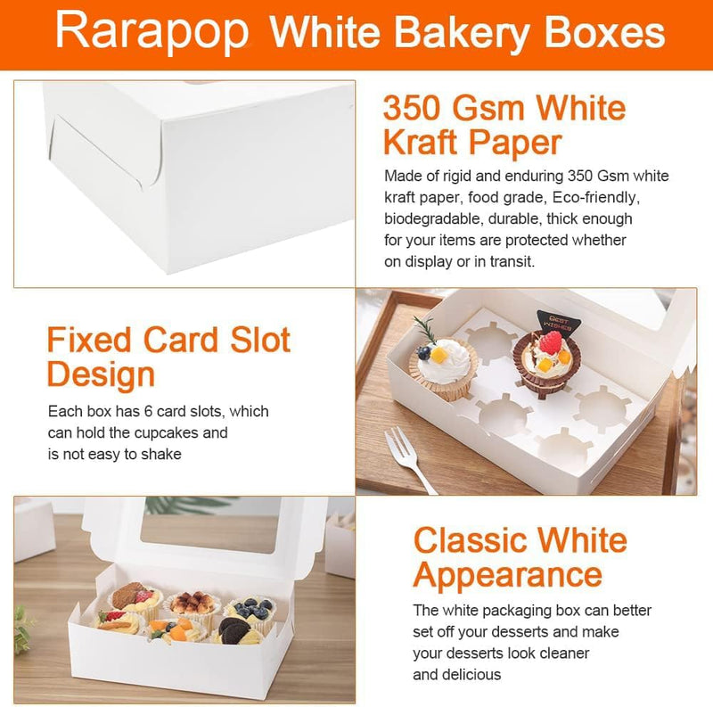 Cupcake Box Set - Hold 12 Standard Cupcakes Food Grade Carrier with Windows