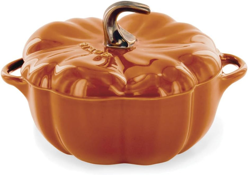 STAUB 075-qt Petite Ceramic Pumpkin - Oven  Stove Safe - Candy DishBaking Dish - Matte Black