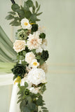 Flower Arrangements for Arch Decor in Emerald & Tawny Beige