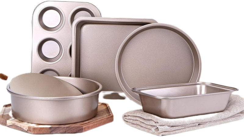 5-Piece Nonstick Bakeware Set with Cookie Sheets and Bread Baking Capability