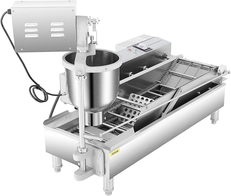 Commercial Donut Making Machine with 7L Hopper and 3 Sizes Molds 304 Stainless Steel Auto Fryer