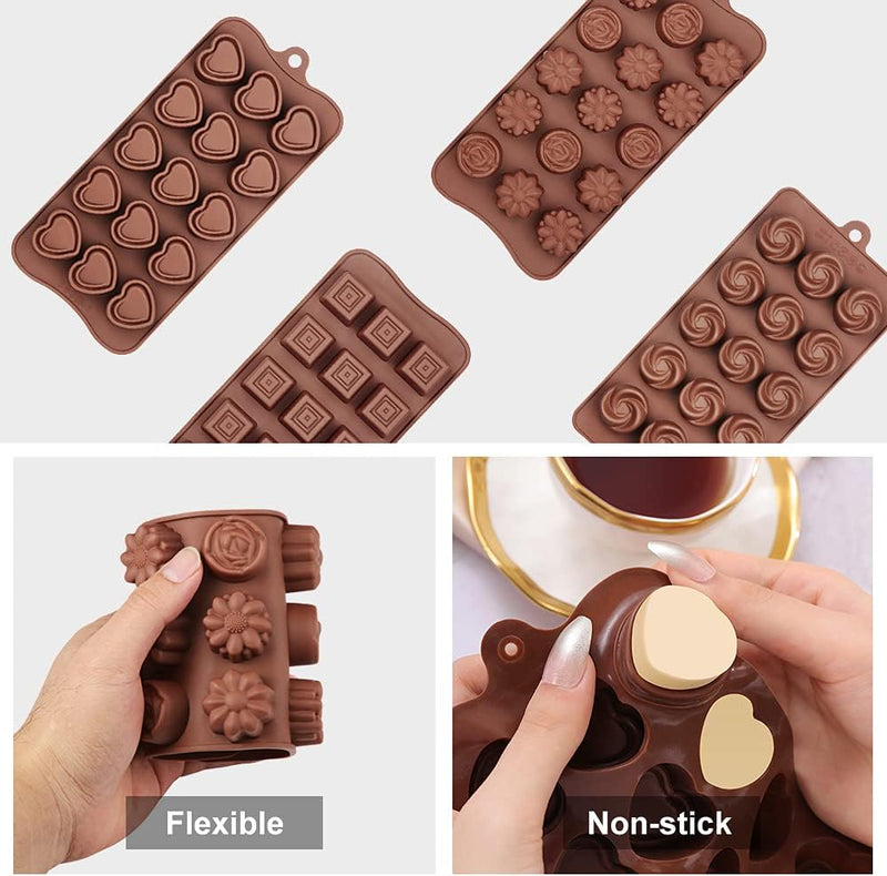 Food Grade Silicone Chocolate Molds - Set of 4 - No-Stick Baking  Candy Making