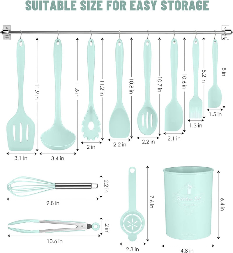 12-Piece Silicone Cooking Utensil Set - Dishwasher Safe  Heat Resistant 392F - Nonstick Kitchen Utensils for Cookware