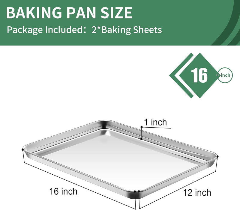 2-Piece Baking Sheet Set - Rectangle 18x13x1 Stainless Steel Non-Toxic  Easy to Clean