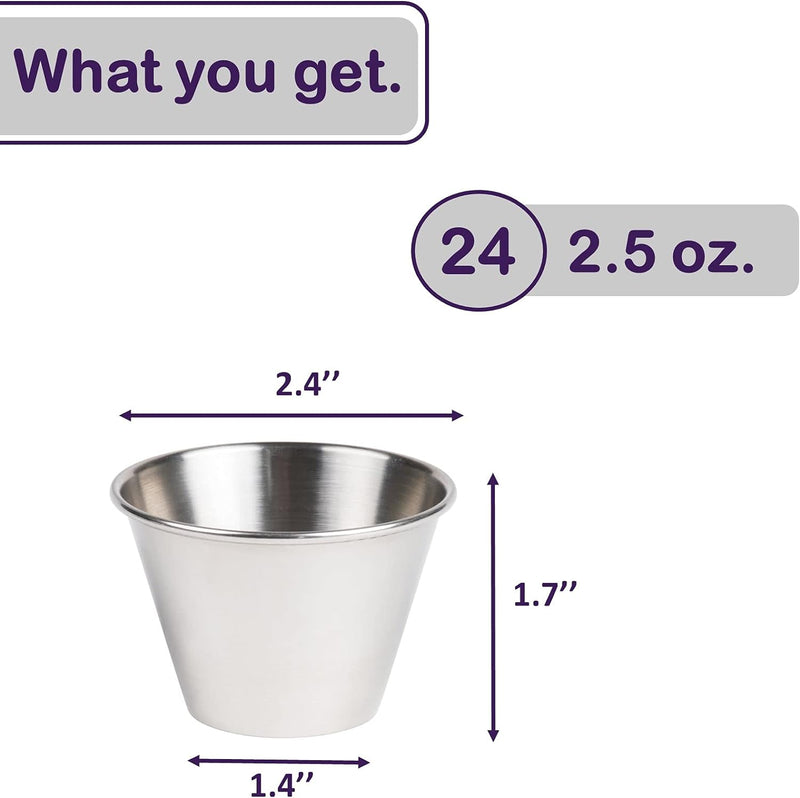 Stainless Steel Ramekin Sauce Cups - Commercial Grade 12 count 15 oz