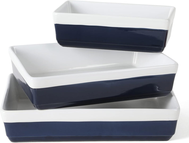 MARTHA STEWART 3-Piece Stoneware Bakeware Set - Grey