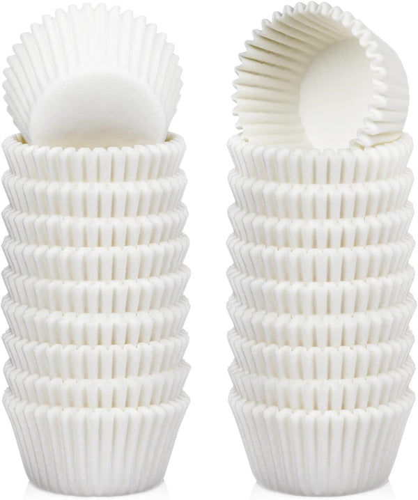 500 Mini Cupcake Liners - White Greaseproof Wrappers for Baking