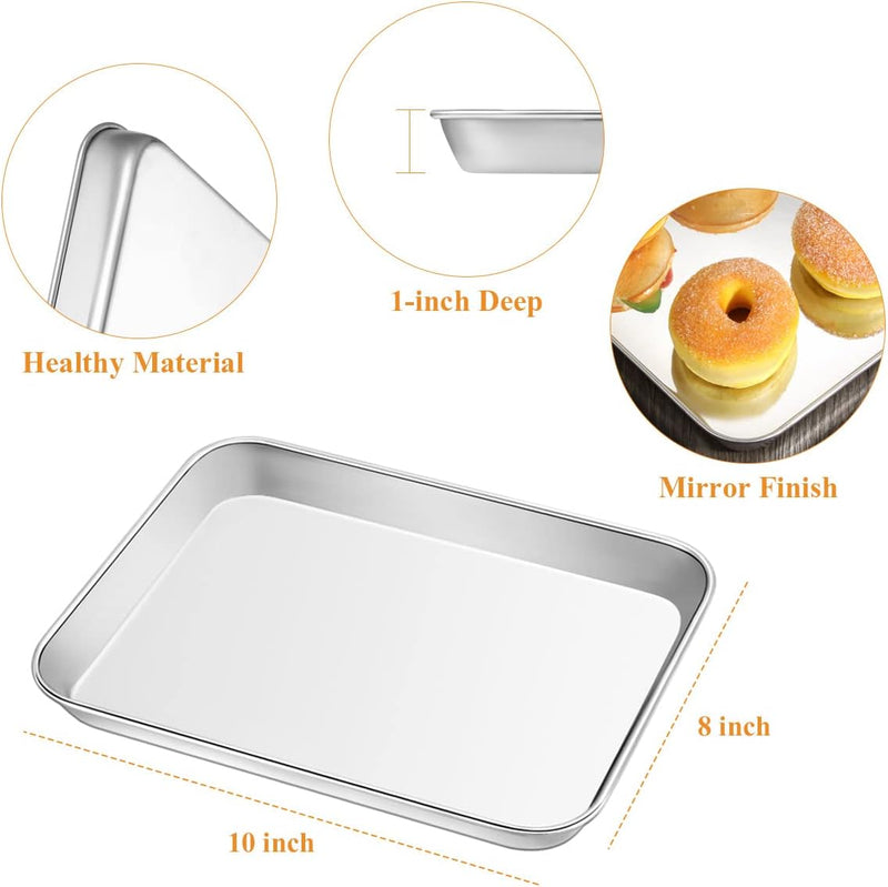 Stainless Steel Baking Sheet Set - 2 Pack Non-Toxic  Heavy Duty Mirror Finish 12x10x1 Dishwasher Safe