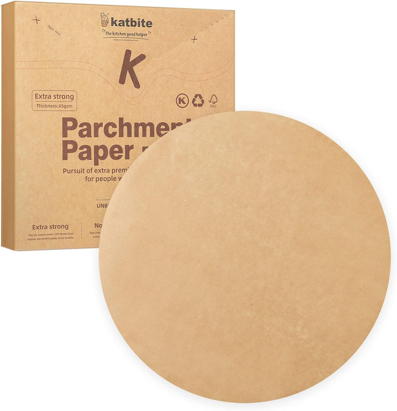 Katbite Parchment Rounds - 200 Pack - 8 inch - Perfect for Baking Cakes and Air Fryer Liners