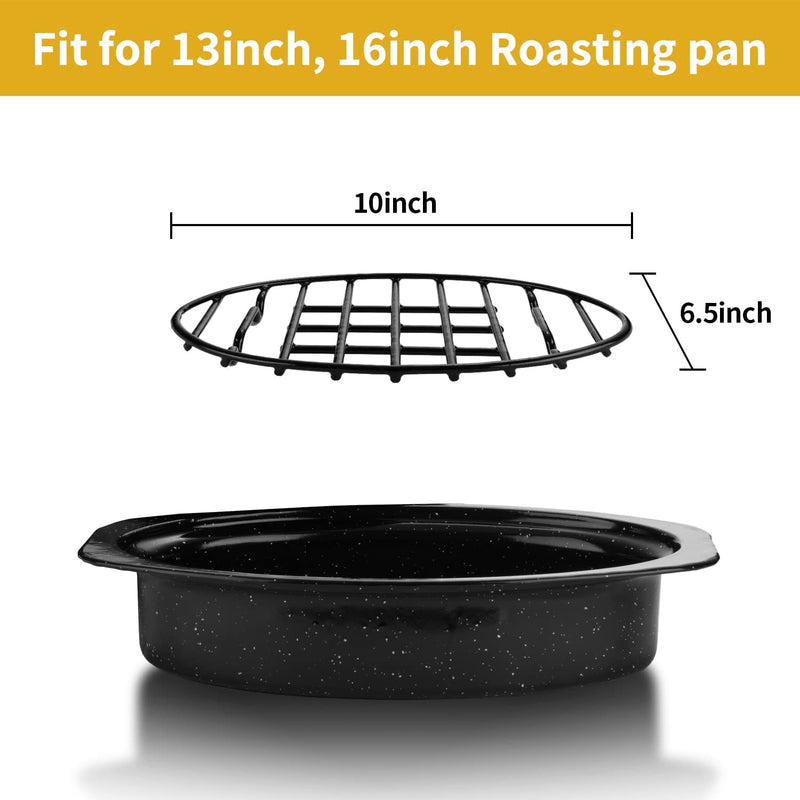 DIMESHY Roasting Rack - Black Nonstick with Feet - Fits 13 Oval Pan - Dishwasher Safe - 10x65 Size