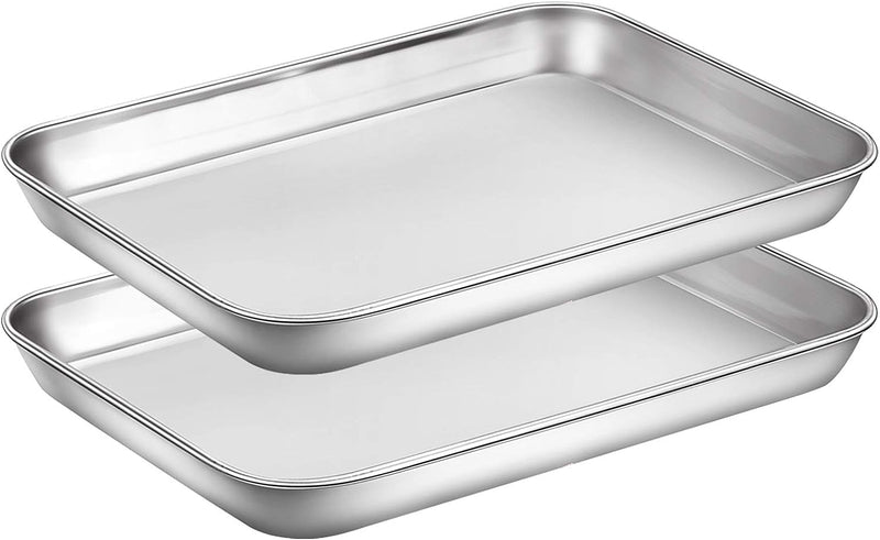 Wildone Baking Sheet Set of 2 - Stainless Steel 16x12x1 inch Non-Toxic Heavy Duty Mirror Finish Rust-Free Easy to Clean