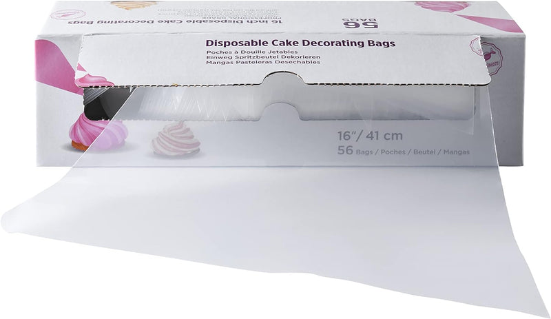 Keenpioneer Piping Bag - Disposable Cake Decorating Bag 56 Count 16 inch Clear