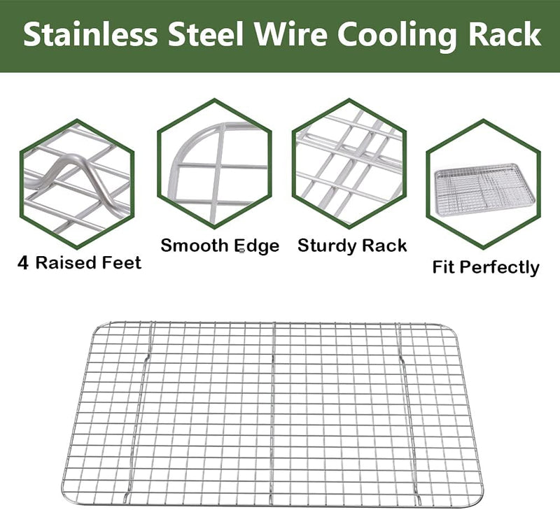 ROTTAY Baking Sheet with Rack Set - Stainless Steel Nonstick Heavy Duty - 16x12x1