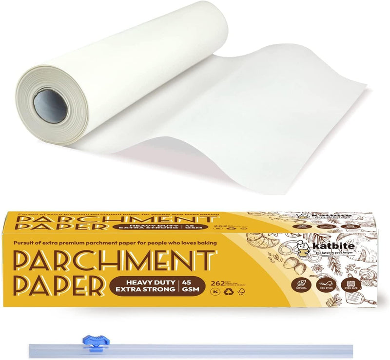 Katbite Unbleached Parchment Paper Roll - 15 x 210 - Heavy Duty Non-stick for Baking Cooking Air Fryer and Steaming