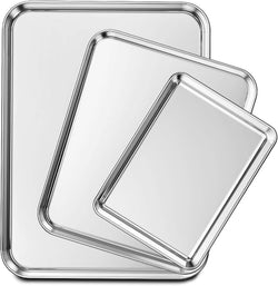 Wildone Baking Sheet Set with Stainless Steel Cookie Sheet Pan - 3 Piece Set