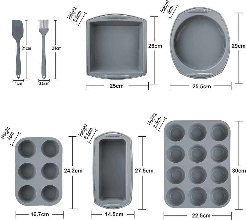 7in1 Nonstick Silicone Baking Set - Oven Bakeware Kit