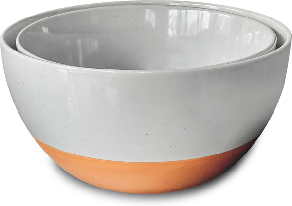 Large Ceramic Mixing Bowls Set of 2 - Microwavable Oven-Safe Dishwasher-Safe - White - 25  16 Qt