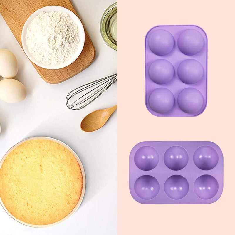 6-Cavity Silicone Mold for Hot Chocolate Bombs Cakes and Jellies - 2 Pack Purple