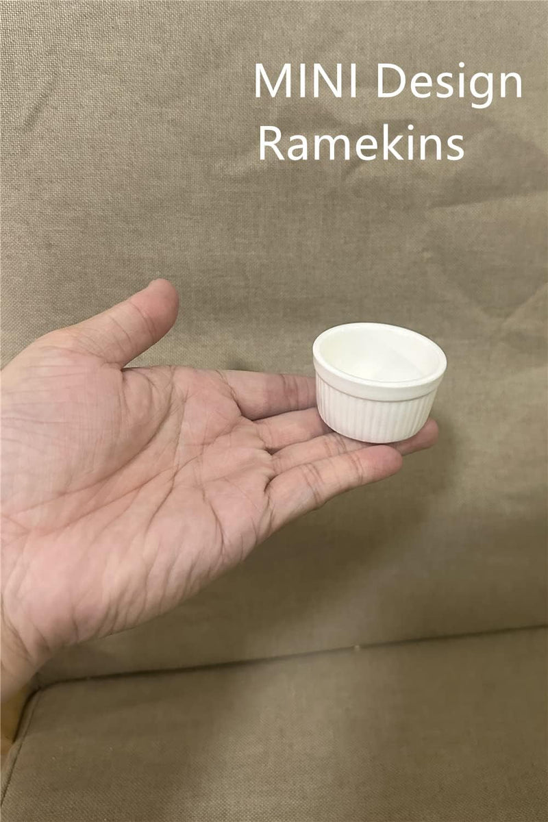 6-Piece Porcelain Ramekins Set for Baking - 3 oz White