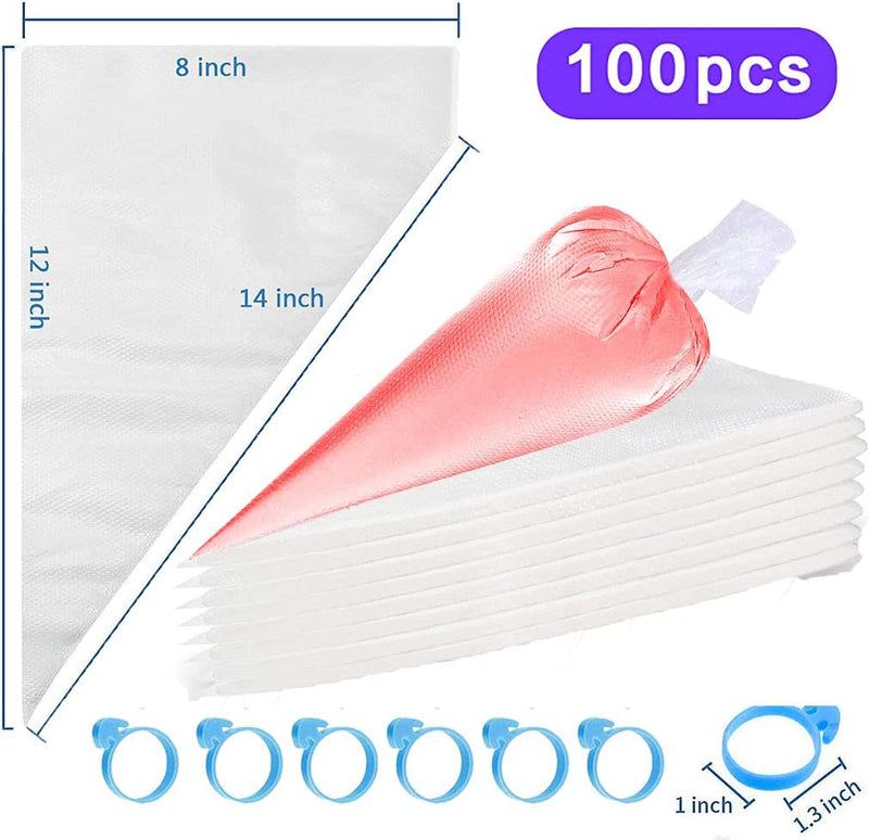 122pc Tipless Piping Bag Set for IcingCookies Decorating with Accessories 12 Inch