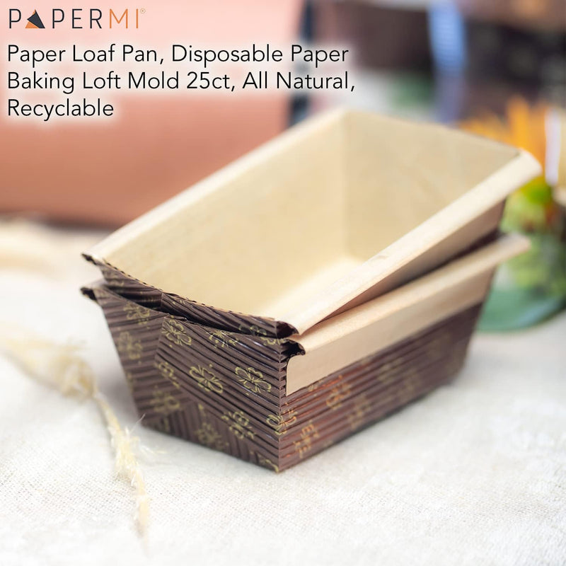 Disposable Paper Loaf Pan - 25ct 9 x 3 x 275 All-NaturalRecyclableMicrowaveFreezer Safe