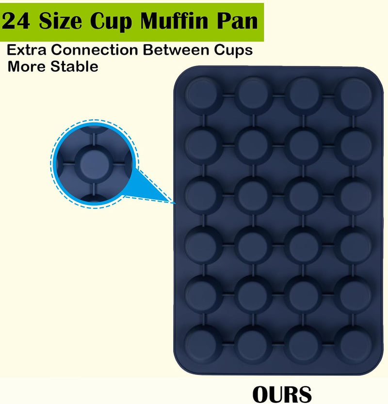 Vnray Silicone Muffin Baking Pan 2-Pack - Nonstick 12 Cup Cake Molds Grey BPA Free